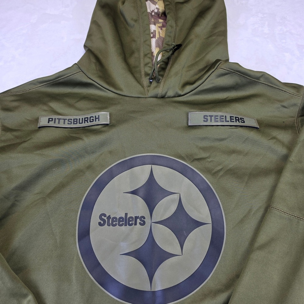 Nike Pittsburgh Steelers Salute To Sevive Hoodie Mens XXL Olive Green Excellent